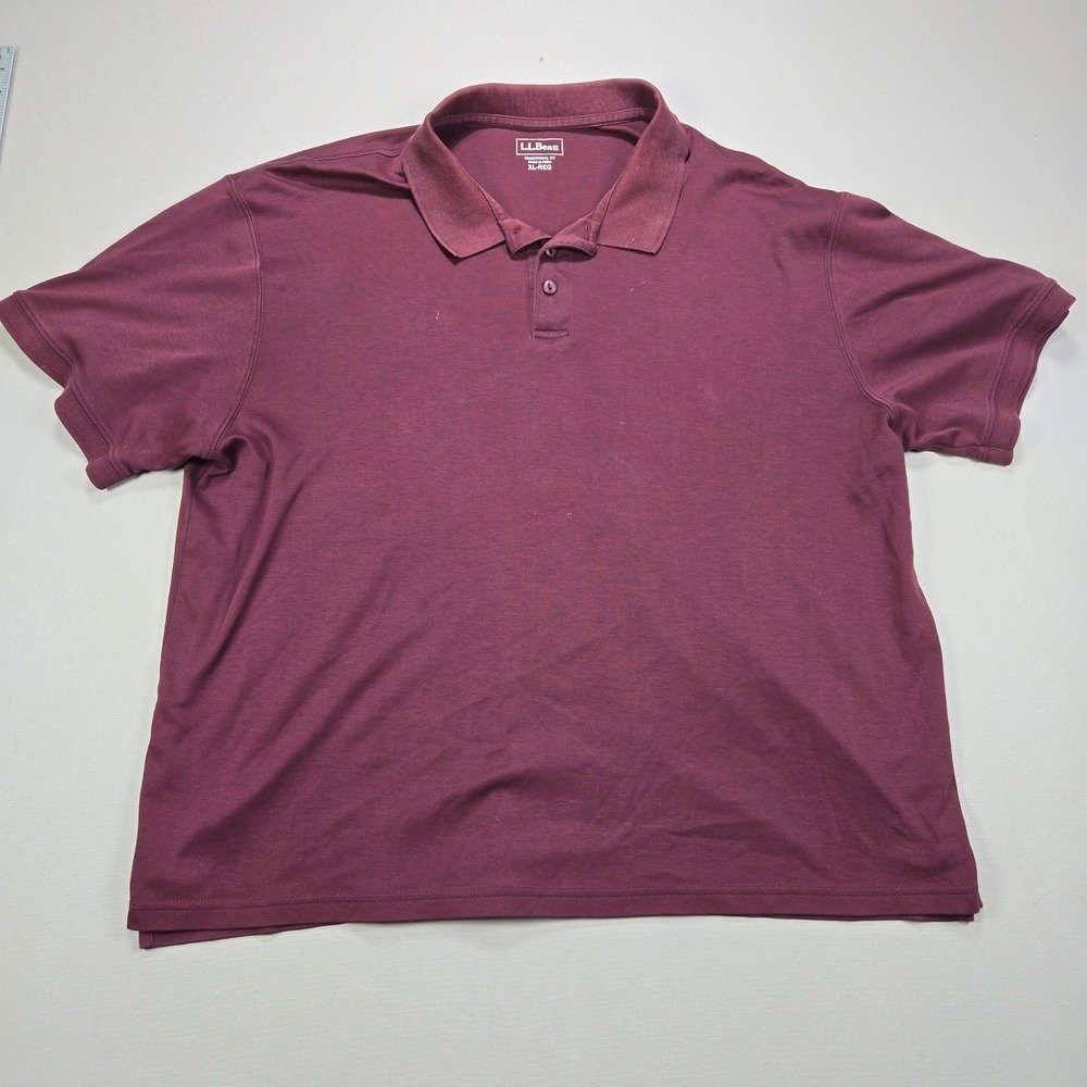 LLBean Mens‎ Traditional Fit Polo Shirt Burgundy XL-REG Pima Cotton Short Sleeve